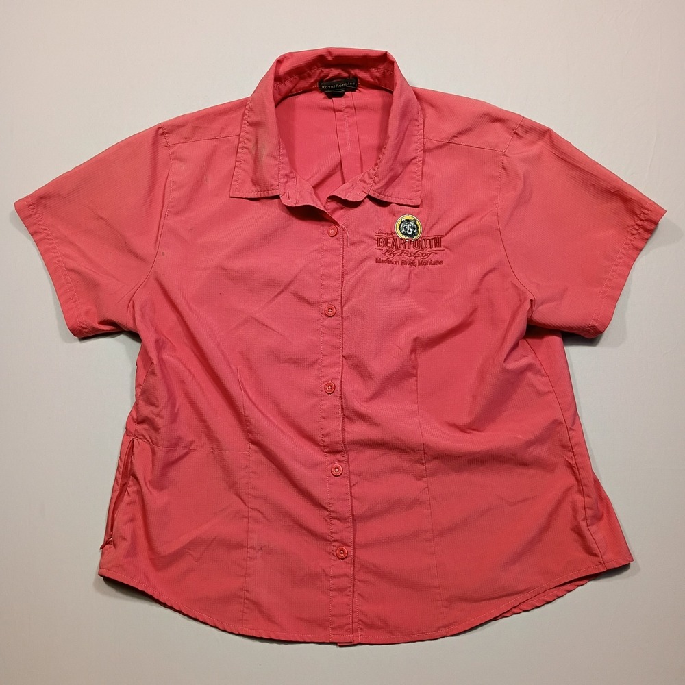 Royal Robbins Shirt Mens XXL Rip stop Beartooth Fly Fishing Montana Pink S/S